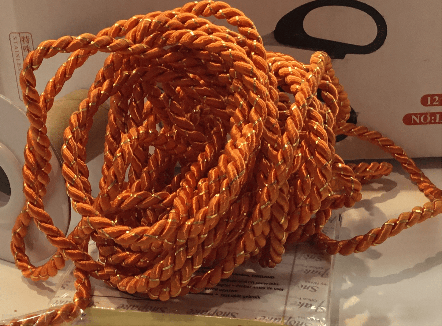 4mm cord orange & gold - Violet Elizabeth - Haberdashery