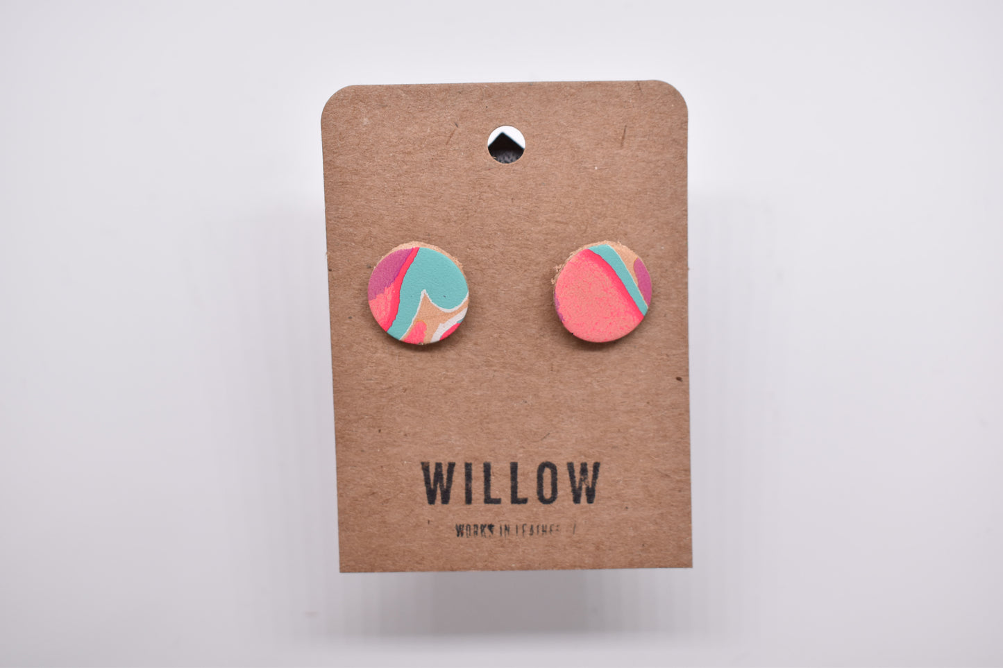 Small Marbled Leather Earrings
