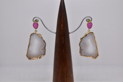Agate Slice with Sugar Druzy Studs available in a variety of fabulous colours - Violet Elizabeth