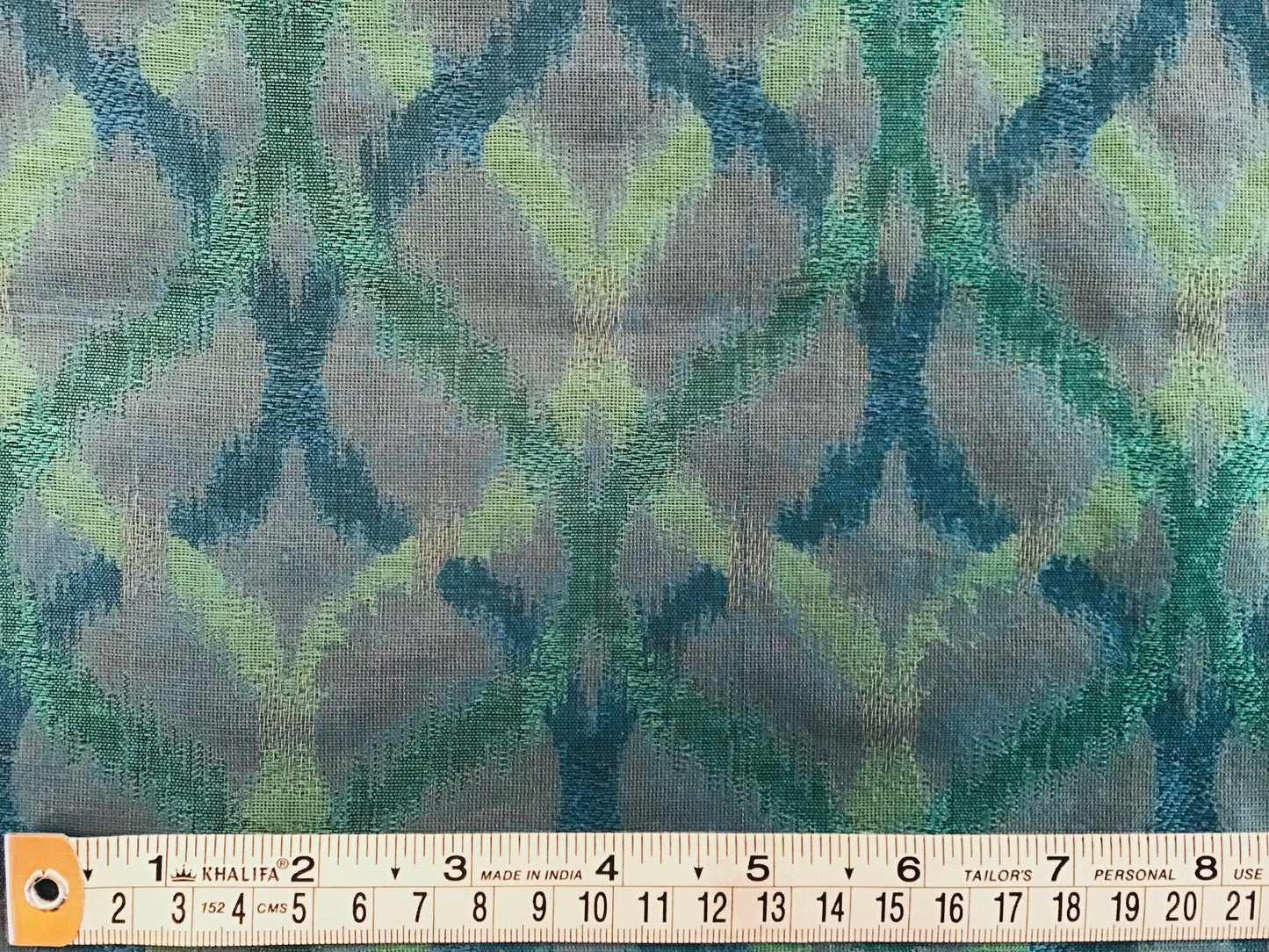 blue/green jaquard fabric