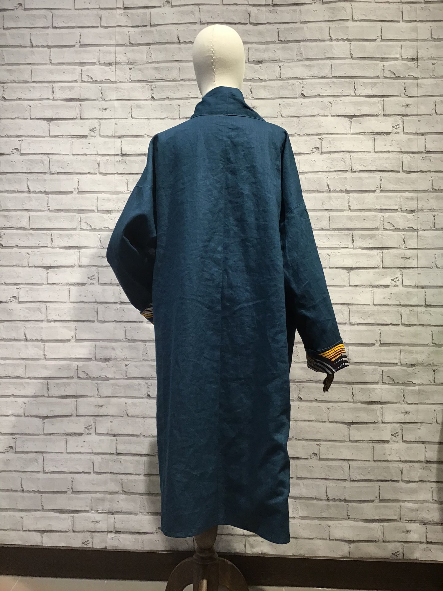 Cosmic Waves Teal Linen Coat - Violet Elizabeth