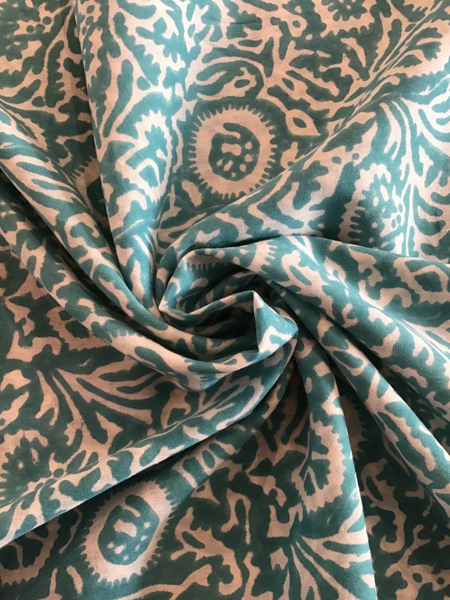 Abstract flower Block Printed Fabric - Violet Elizabeth - Haberdashery