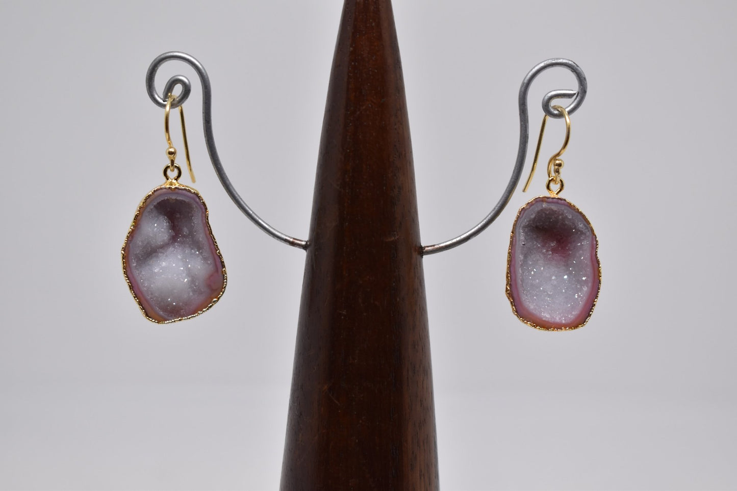 Baby Pink Geode Druzy Earrings - Violet Elizabeth - Jewellery