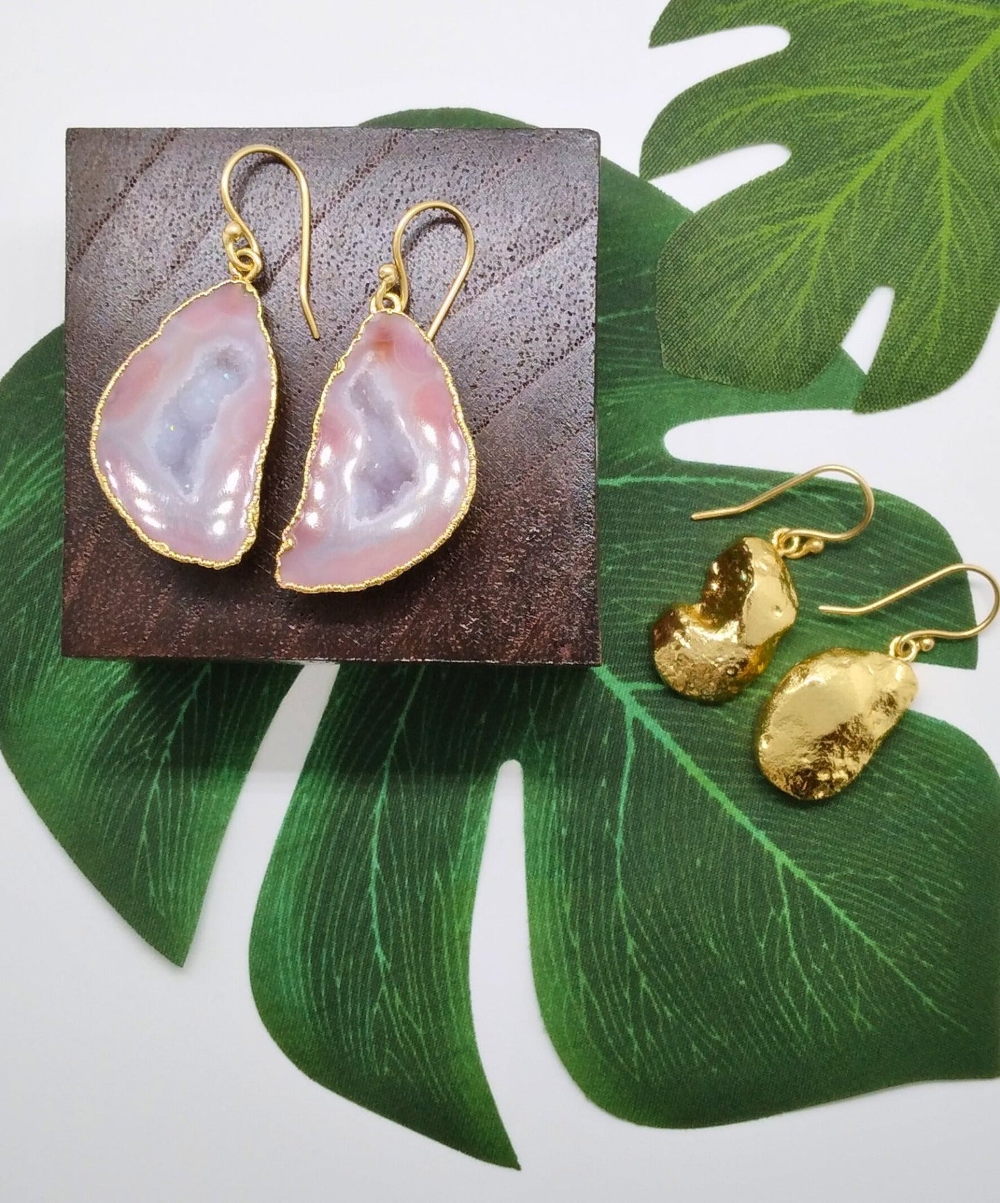 Baby Pink Geode Druzy Earrings - Violet Elizabeth - Jewellery