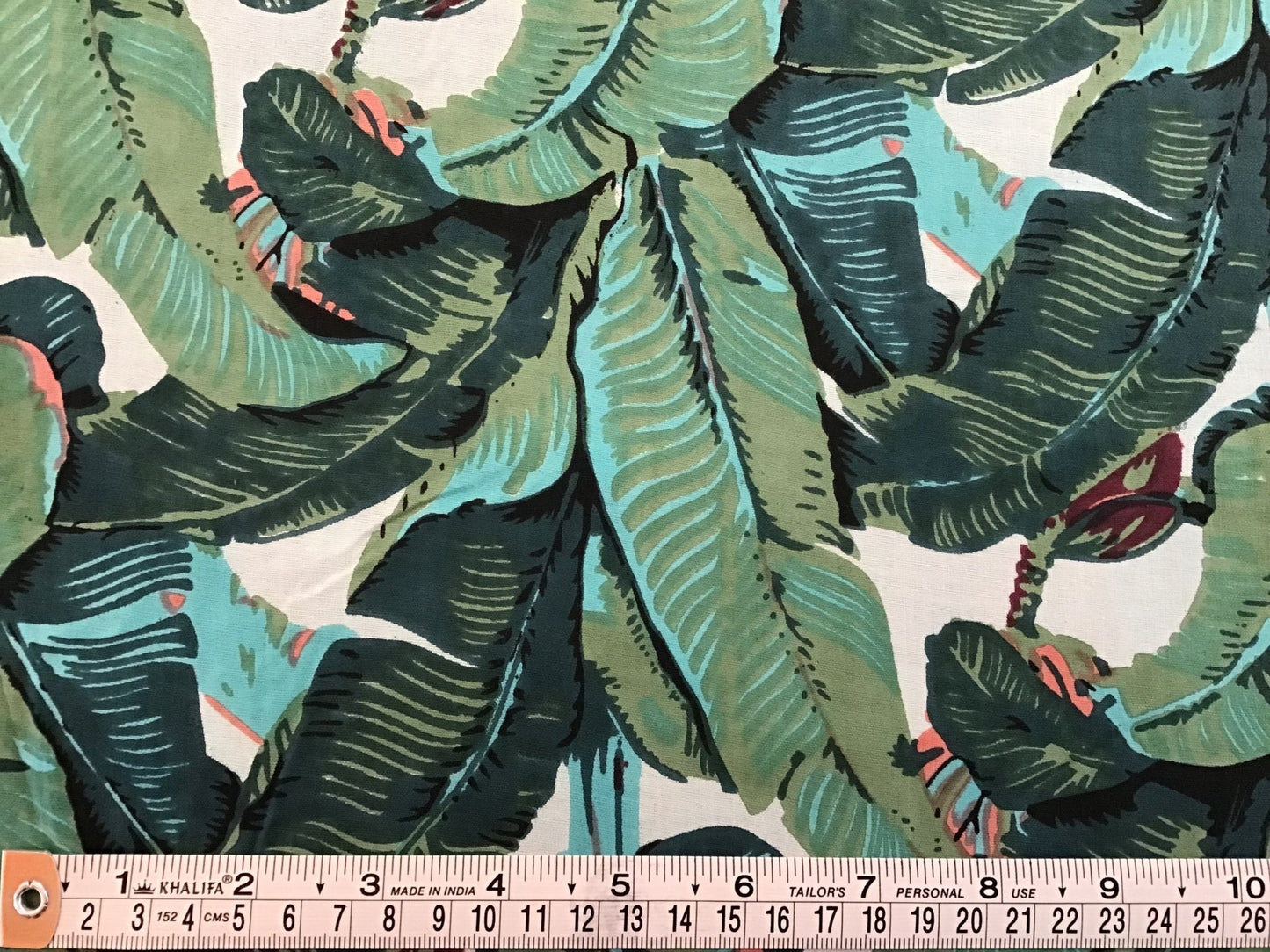 Banana leaf Screen Printed Fabric 100% Cotton - Violet Elizabeth - Haberdashery