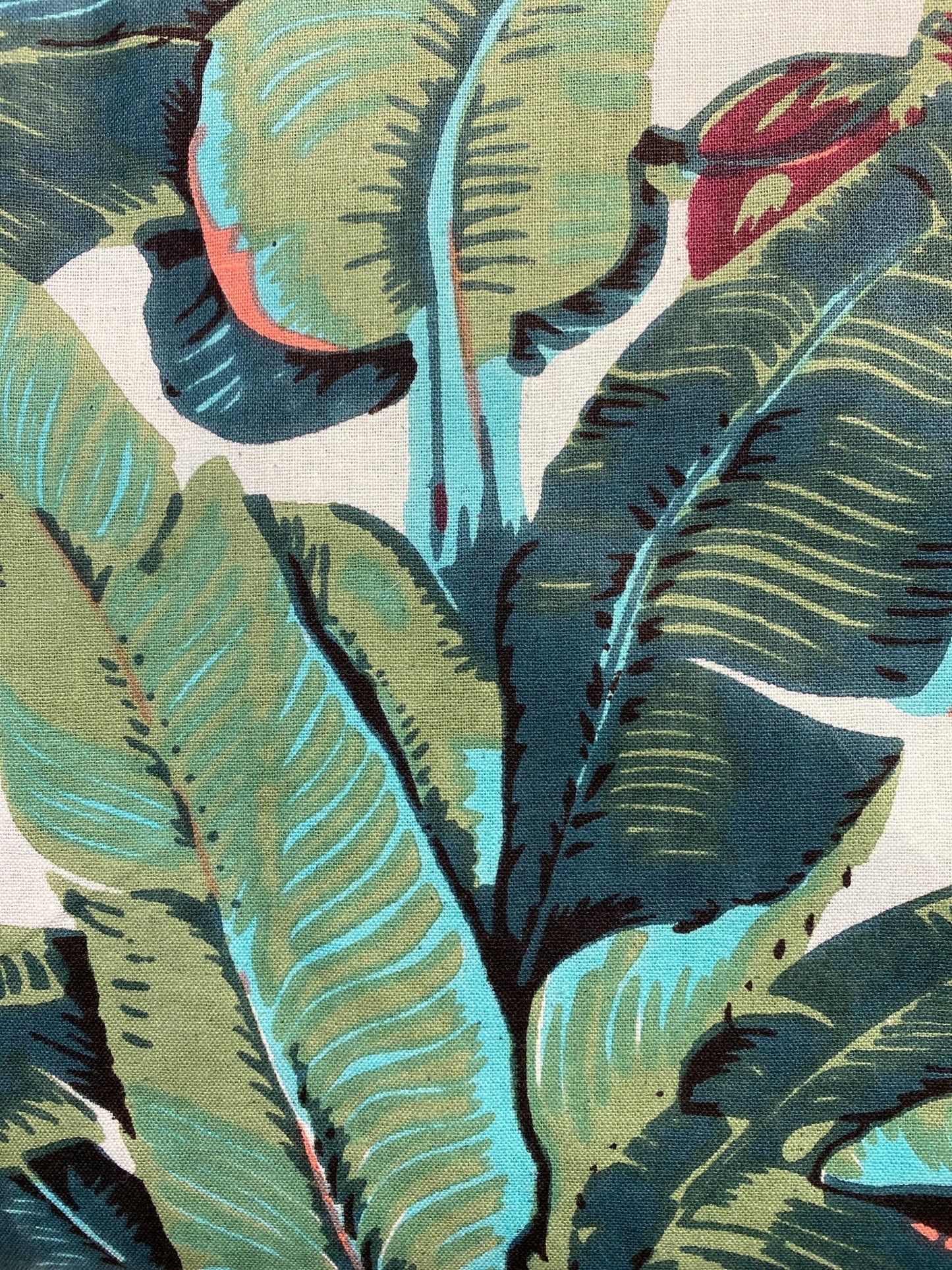Banana leaf Screen Printed Fabric 100% Cotton - Violet Elizabeth - Haberdashery
