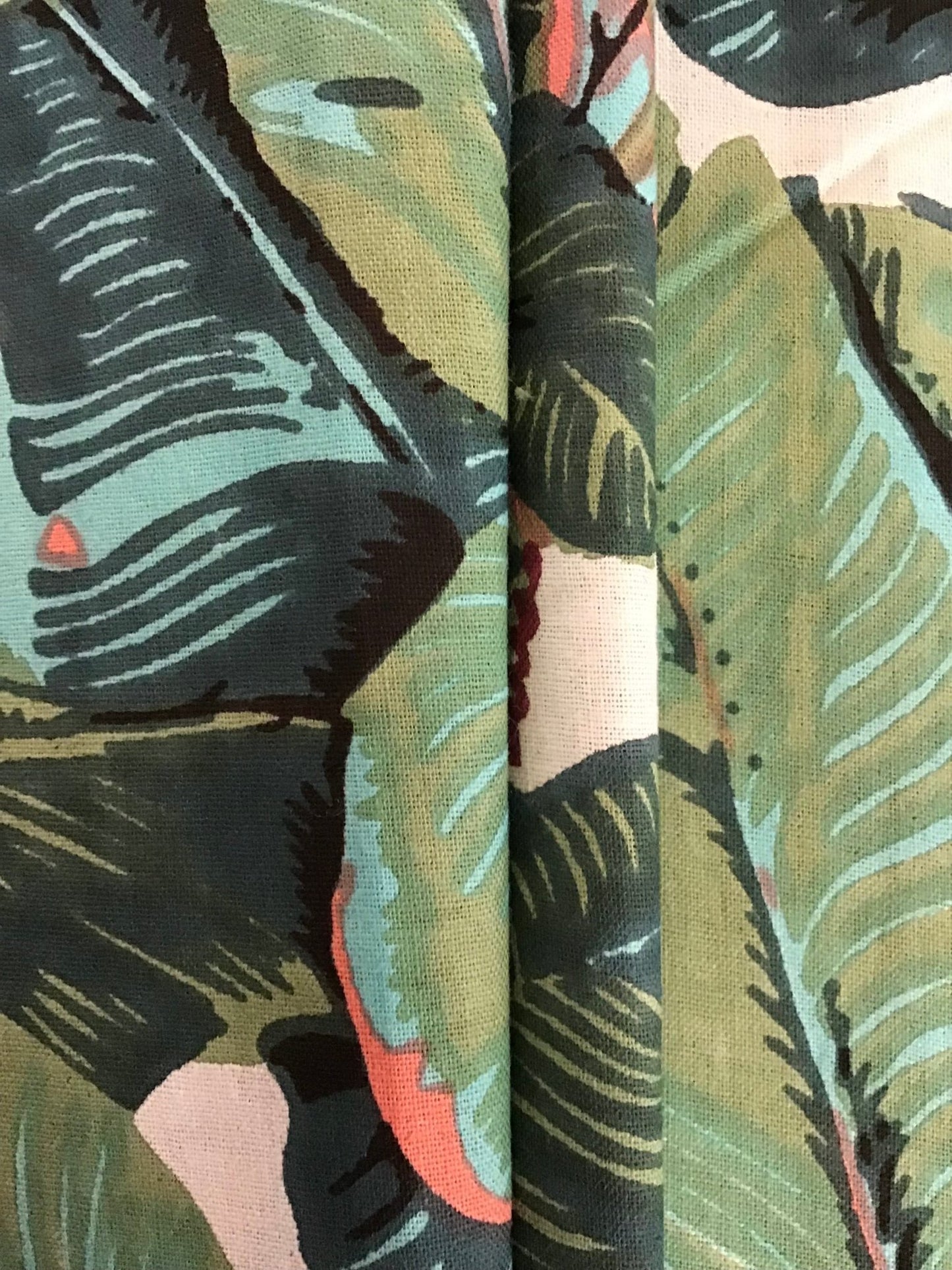 Banana leaf Screen Printed Fabric 100% Cotton - Violet Elizabeth - Haberdashery