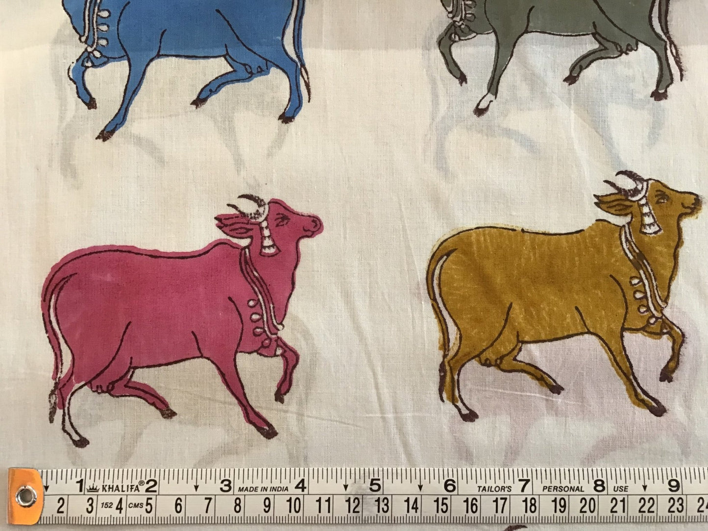 Beautiful bison Block Printed Fabric - Violet Elizabeth - Haberdashery