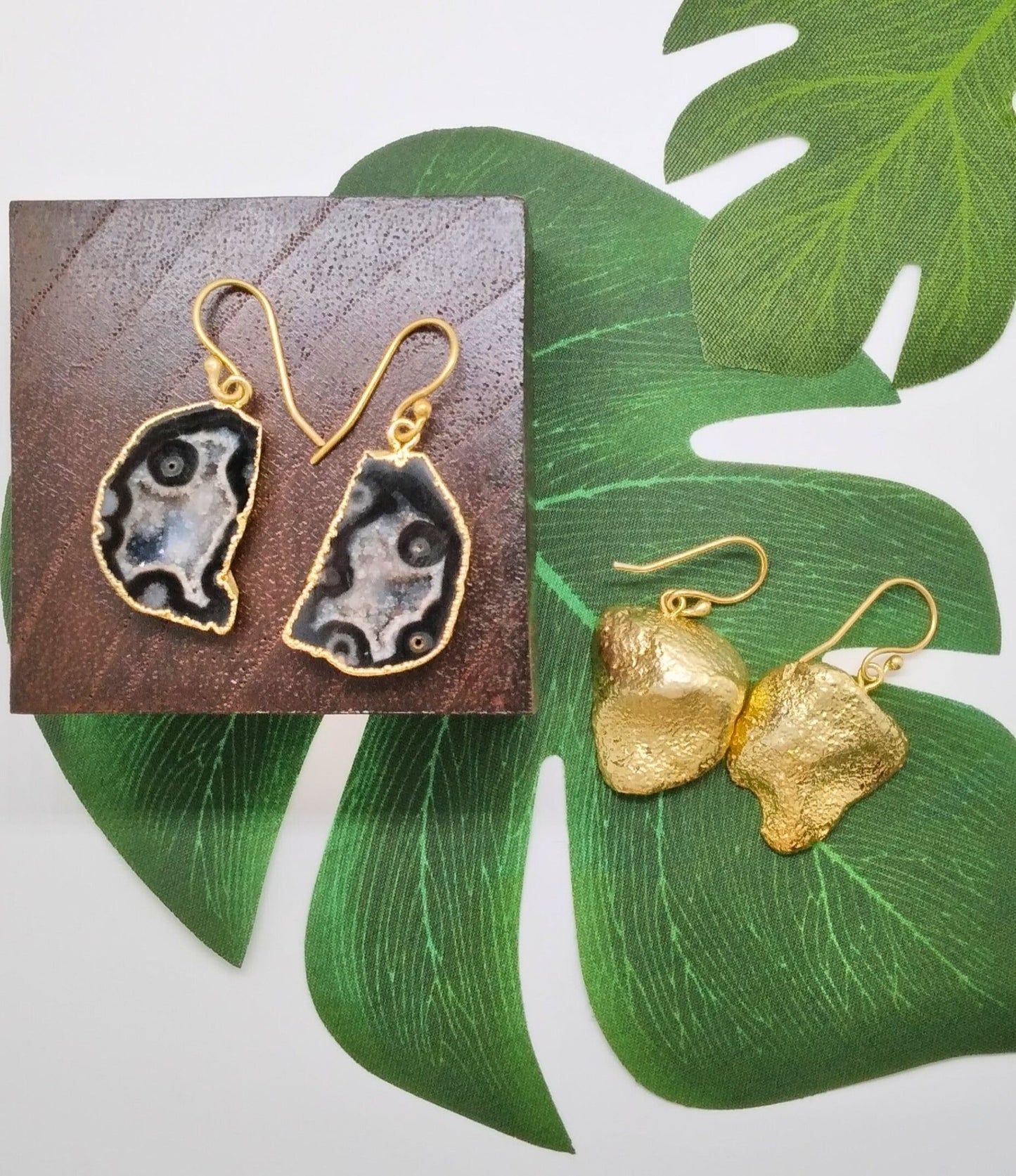 Black Geode Druzy Earrings - Violet Elizabeth - Jewellery