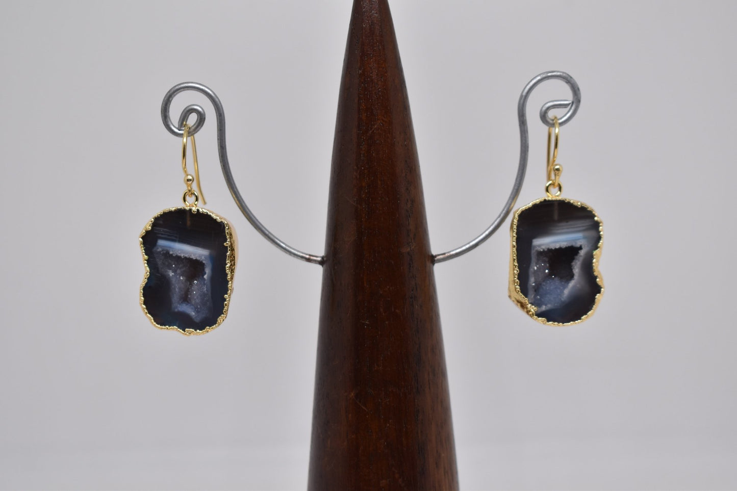 Black Geode Druzy Earrings - Violet Elizabeth - Jewellery