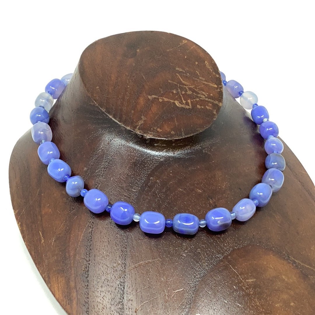 Blue Agate Bead necklace - Violet Elizabeth - Jewellery