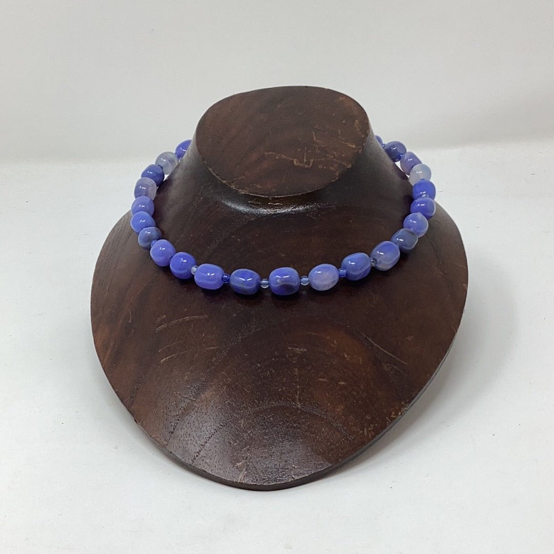 Blue Agate Bead necklace - Violet Elizabeth - Jewellery