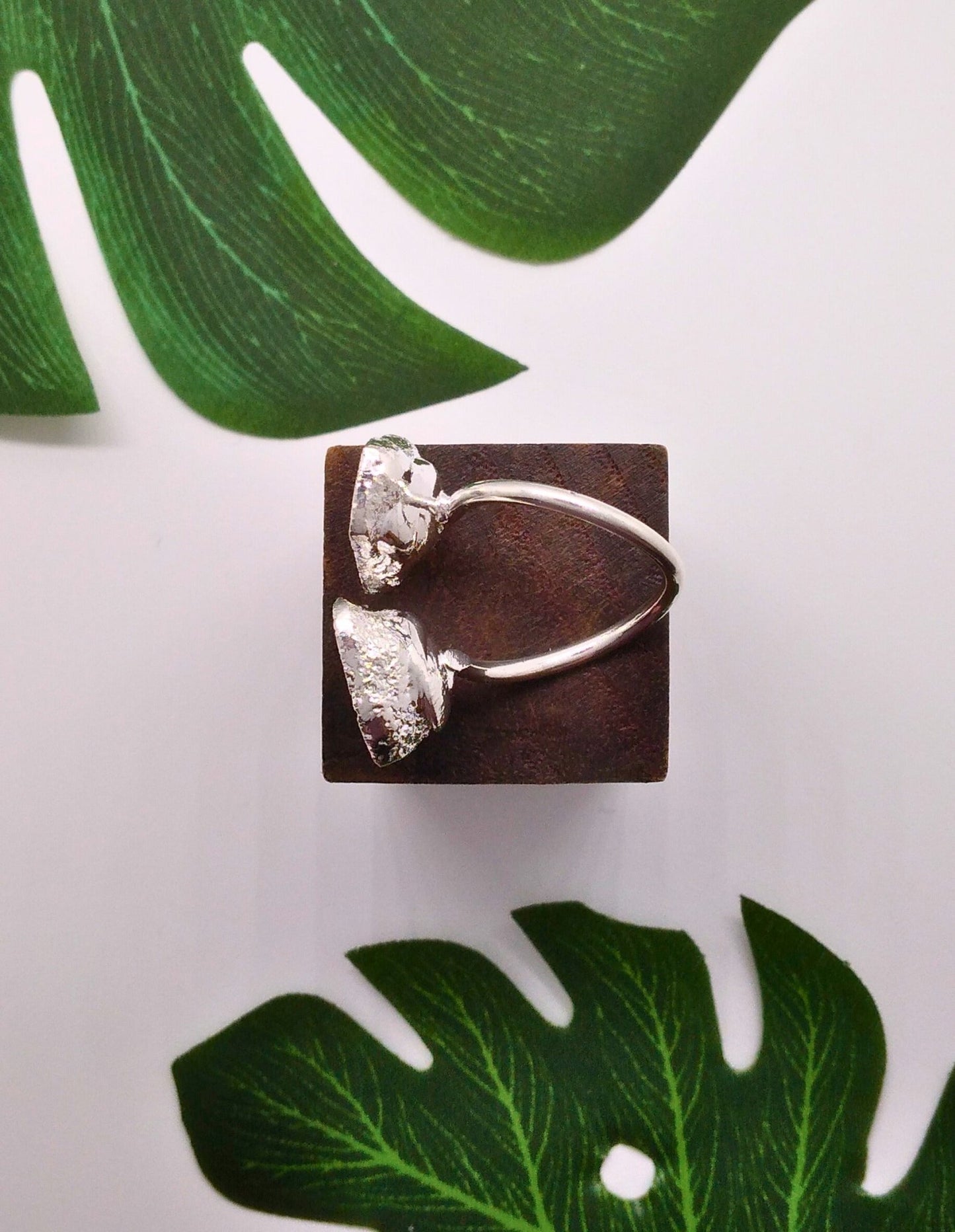Blue and Mint Green Double Geode Druzy Silver Ring - Violet Elizabeth - Jewellery