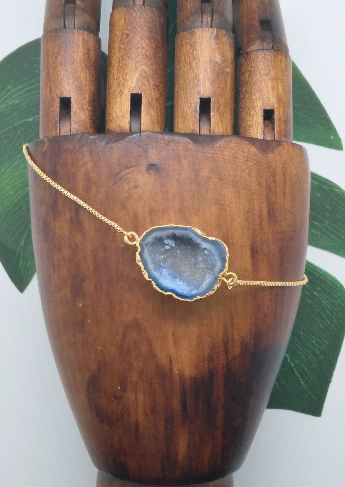 Blue Half Geode Druzy Bracelet - Violet Elizabeth - Jewellery