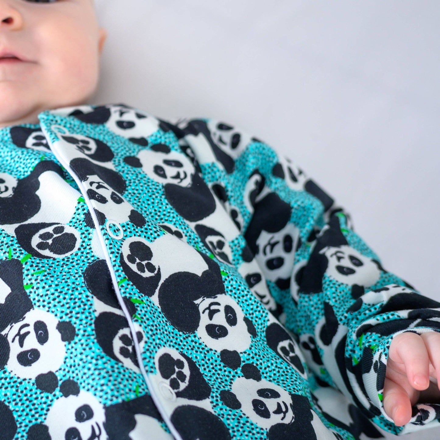 Blue panda cotton sleepsuit: 3 - 6 M - Violet Elizabeth - Baby & Toddler Clothing