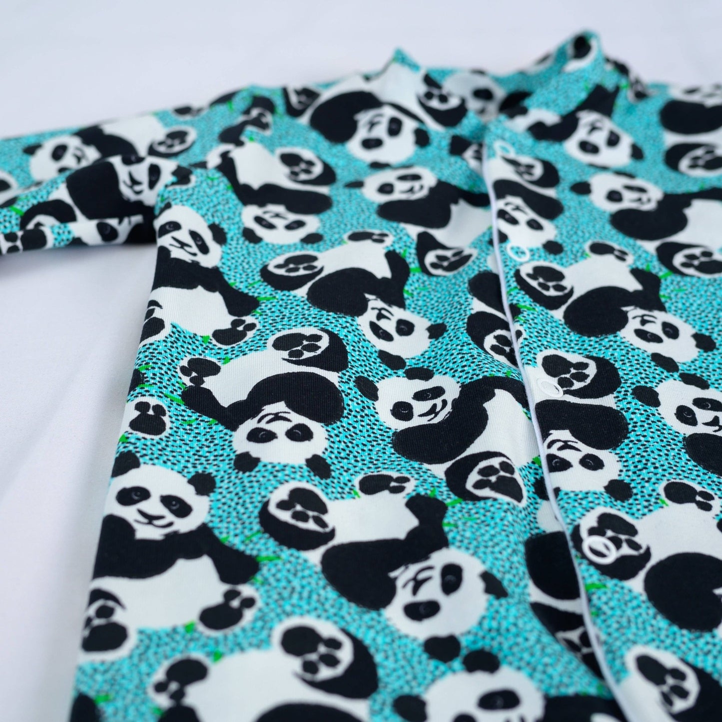 Blue panda cotton sleepsuit: 6 - 12 M - Violet Elizabeth -