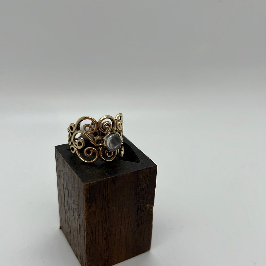 Bohemian Brass Scroll ring: Various Stones - Violet Elizabeth - Jewellery