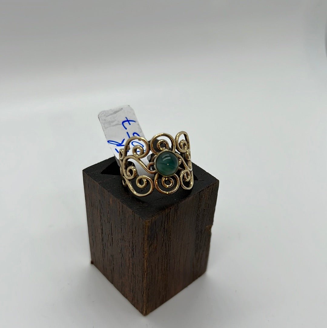 Bohemian Brass Scroll ring: Various Stones - Violet Elizabeth - Jewellery