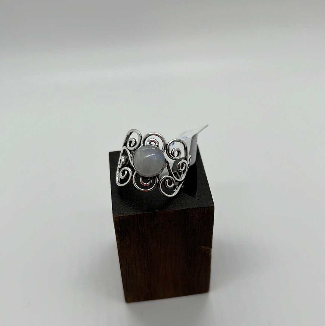 Bohemian Silver Plated Scroll ring: Various Stones - Violet Elizabeth - Jewellery