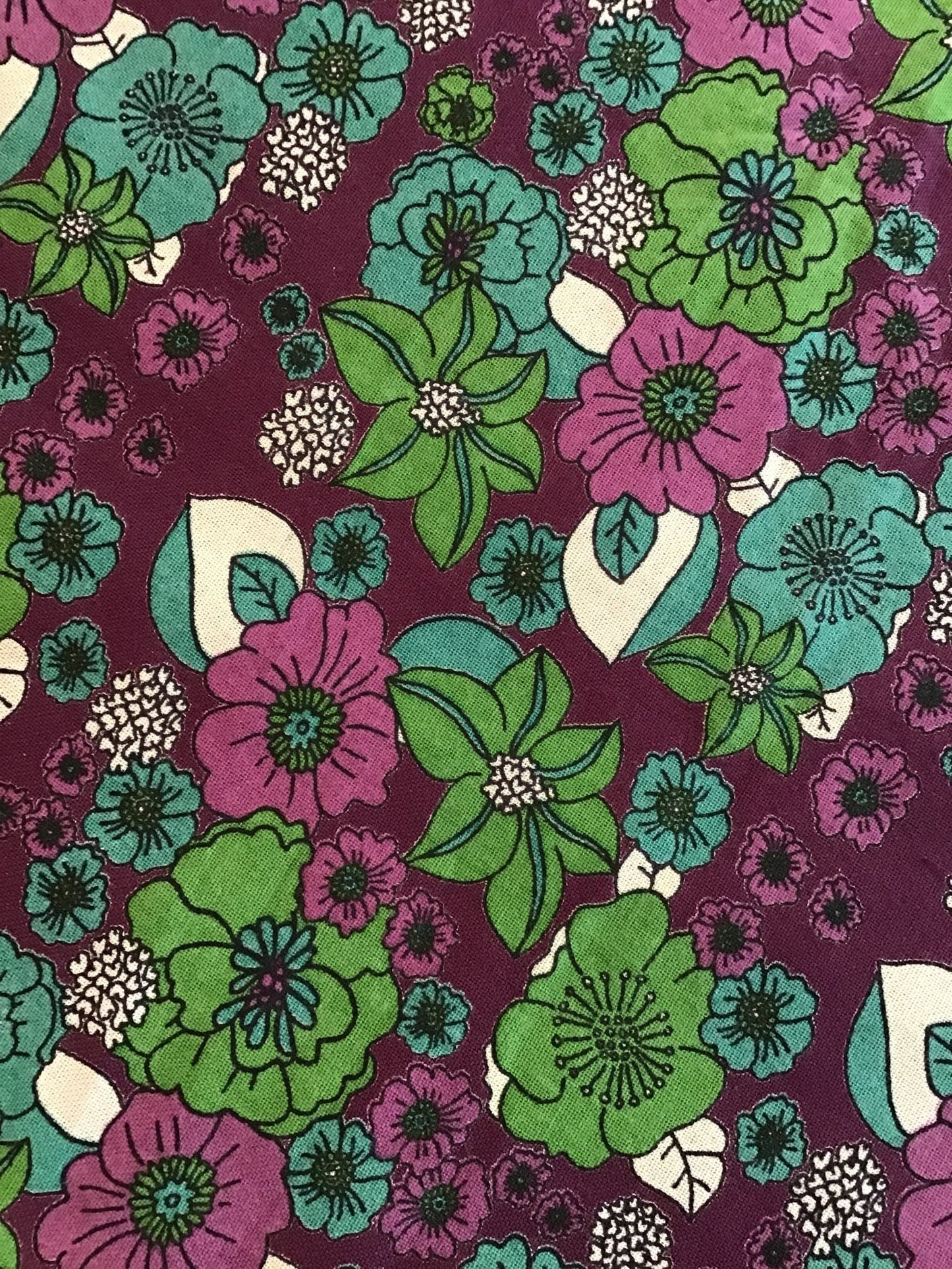 Botanical Screen Printed Sheeting - Violet Elizabeth - Haberdashery