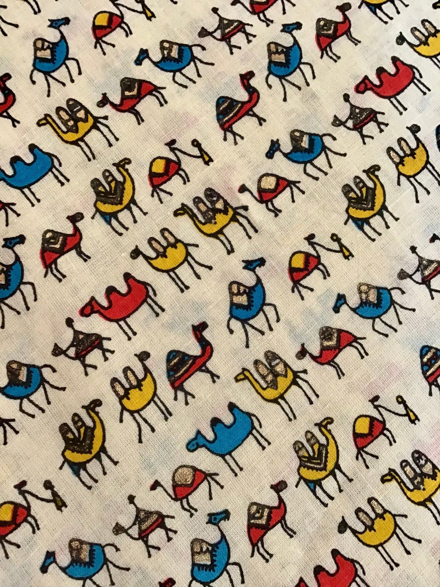 Camel parade Screen Print Fabric 100% Cotton - Violet Elizabeth - Haberdashery