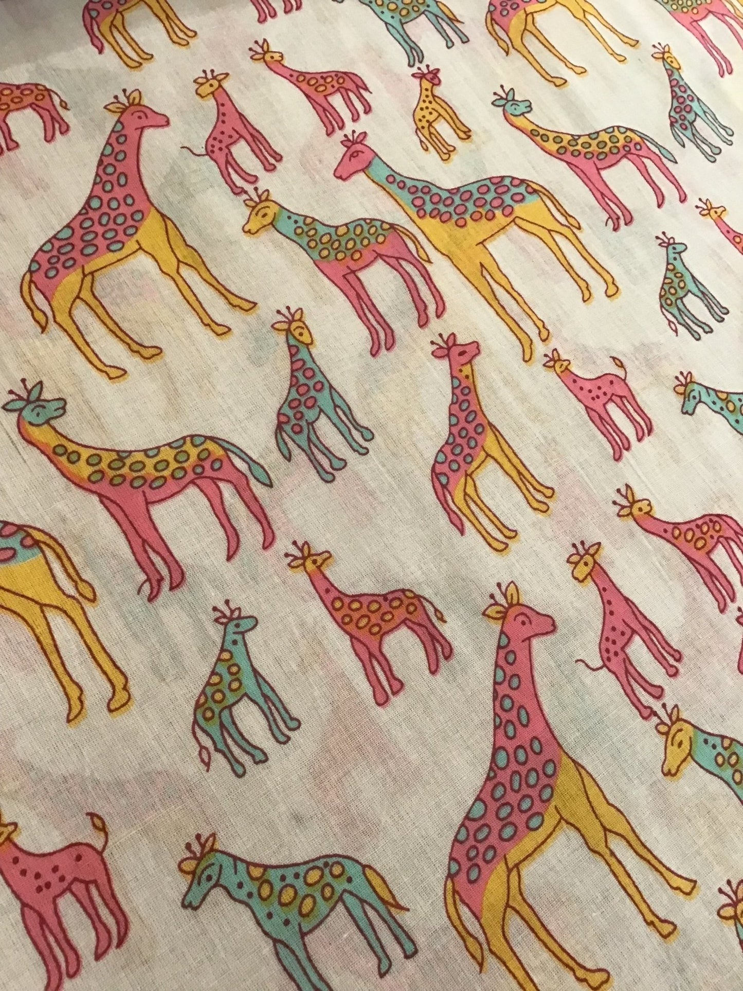 Candy giraffes Screen Printed Fabric 100% Cotton - Violet Elizabeth - Haberdashery