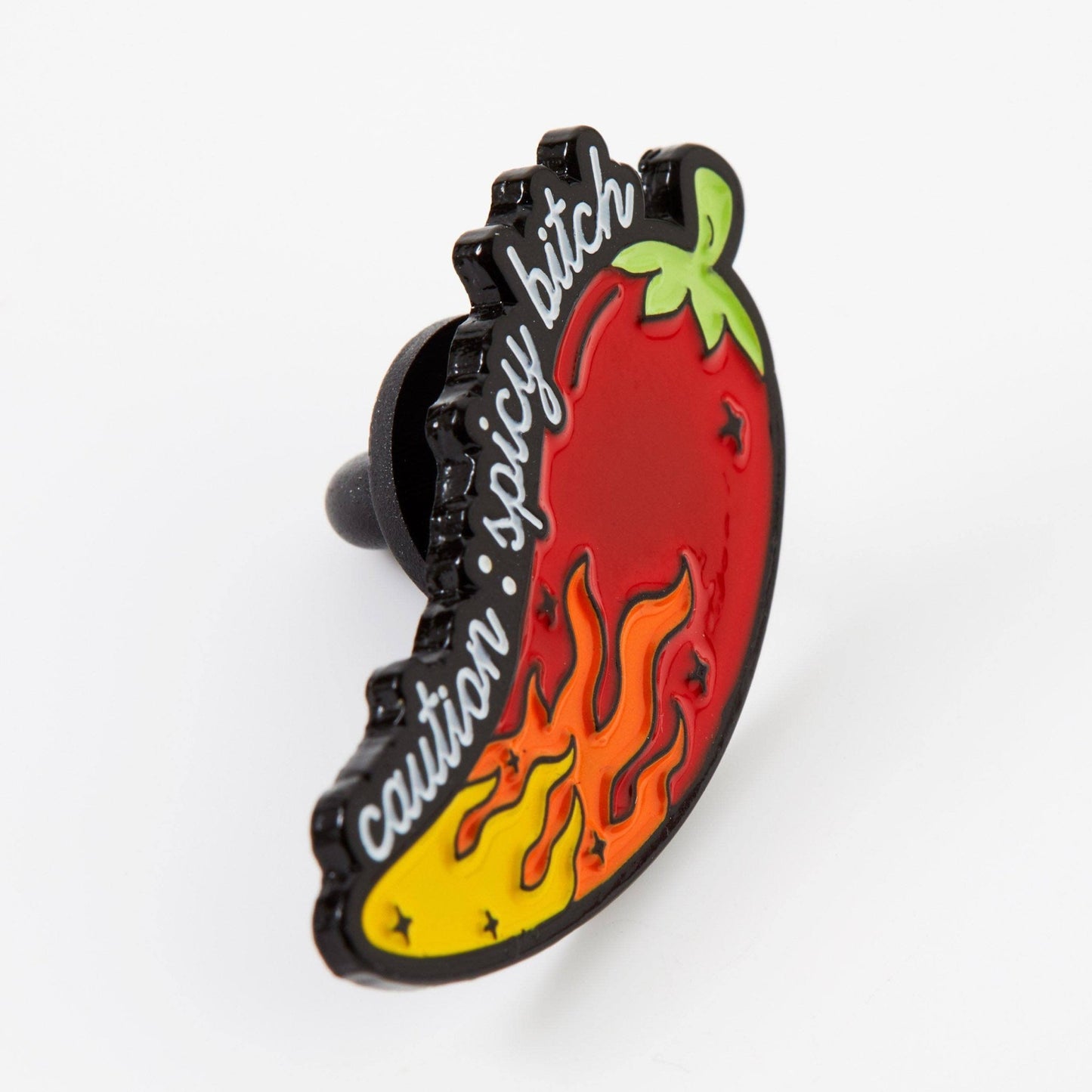 Caution: Spicy Bitch Enamel Pin - Violet Elizabeth - Jewellery