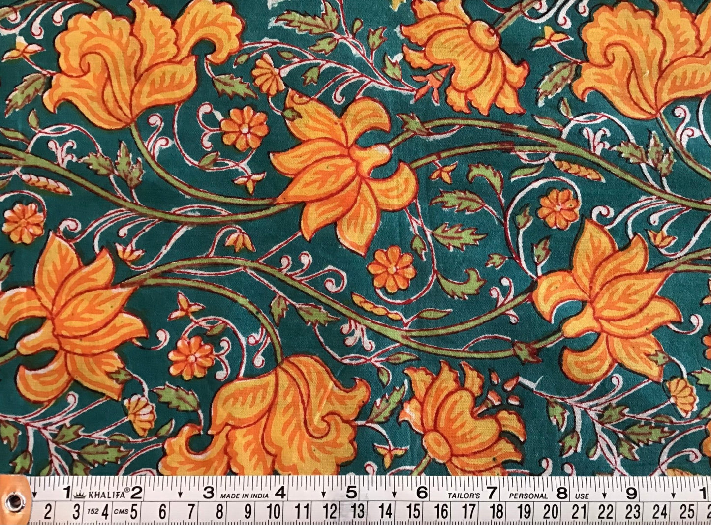 Cheerful vines and flowers Block Printed Fabric - Violet Elizabeth - Haberdashery