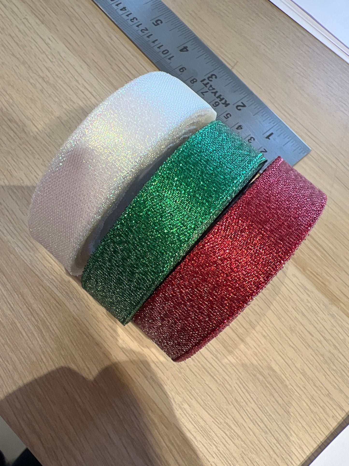 Christmas metalic ribbon. 10m reel - Violet Elizabeth - Haberdashery