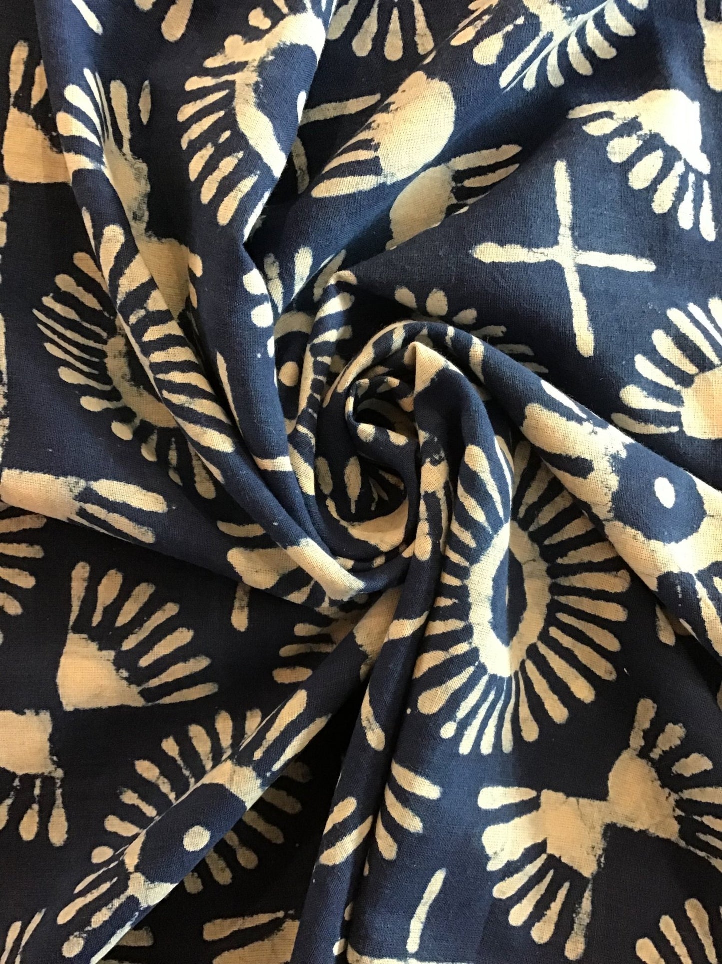 Circle and cross Batik Hand Printed Pure Cotton Fabric - Violet Elizabeth - Haberdashery