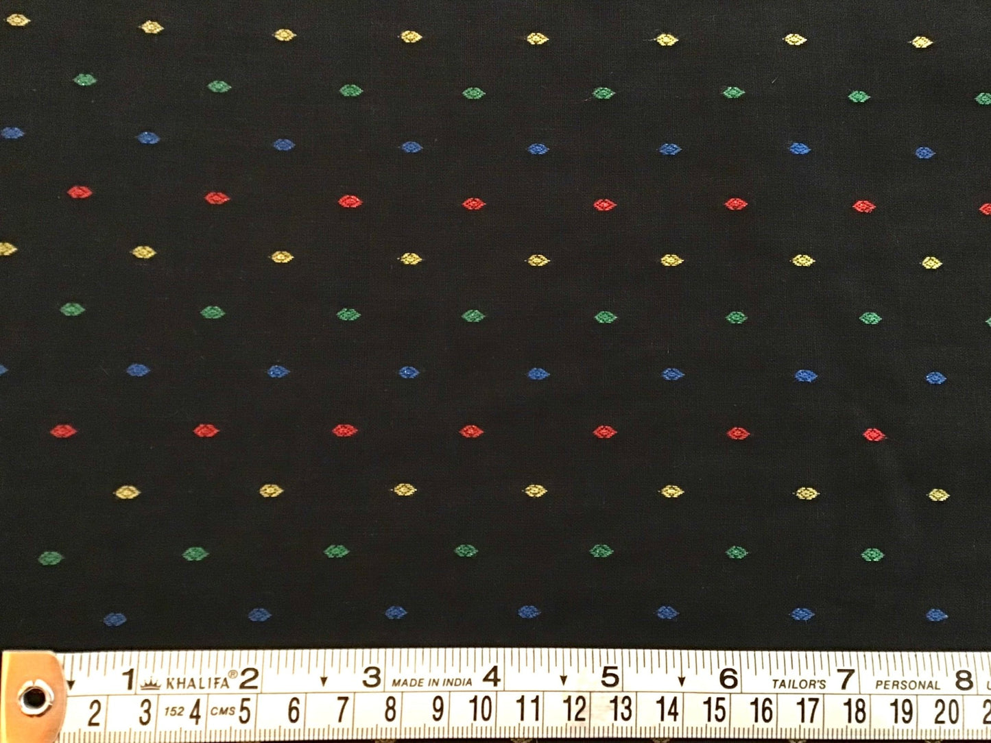 Dotty black jaquard fabric - Violet Elizabeth - Haberdashery
