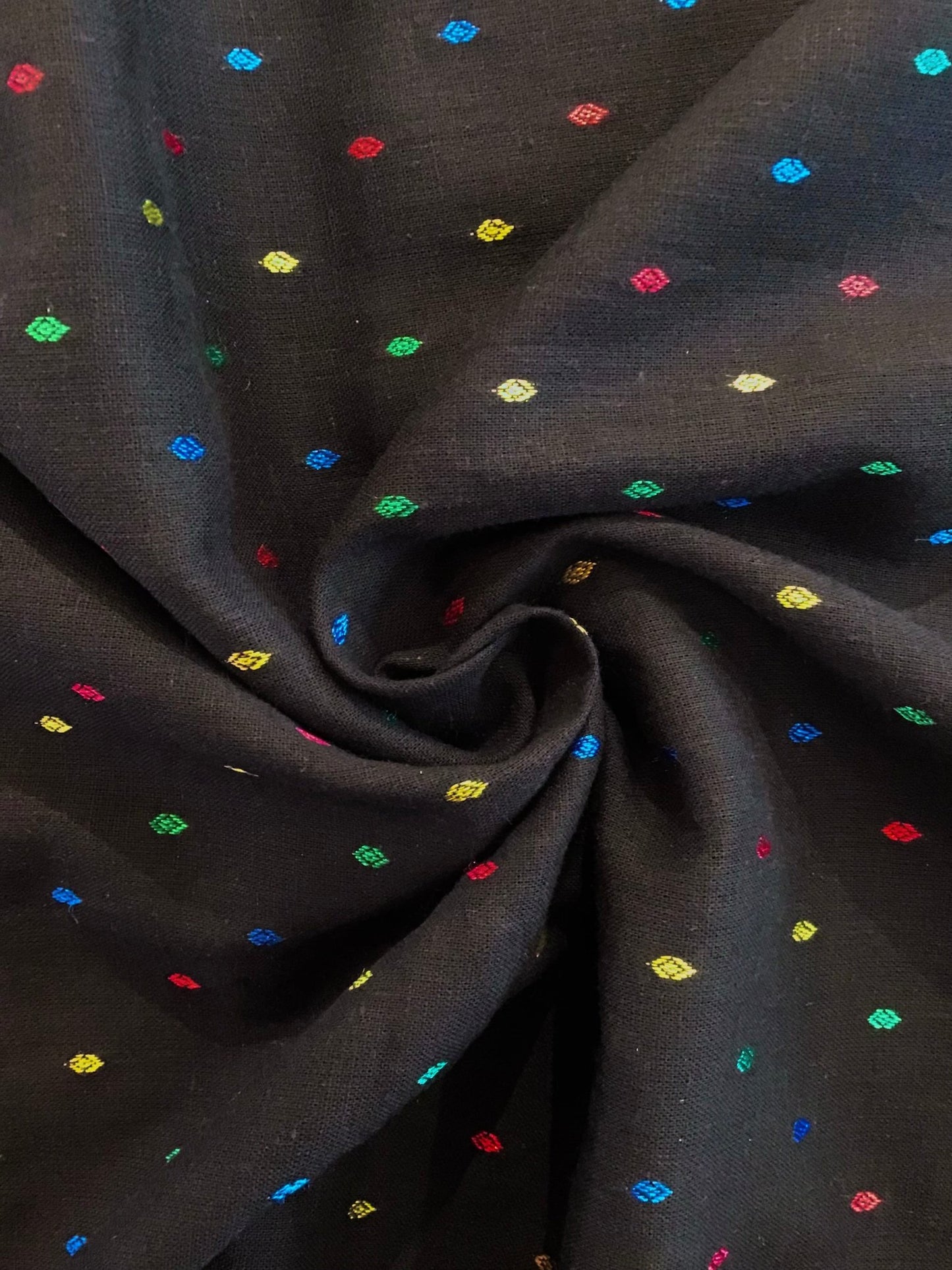 Dotty black jaquard fabric - Violet Elizabeth - Haberdashery