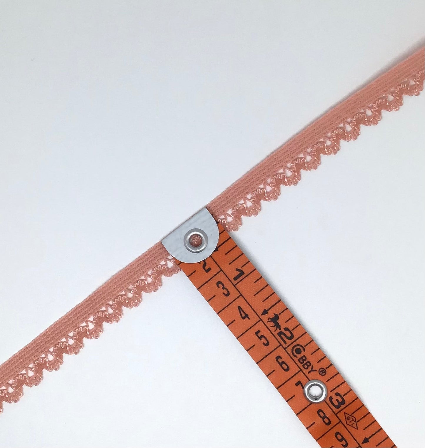 Elastic: perfect peach made for knickers 12mm inc.patterened edge - Violet Elizabeth - Haberdashery