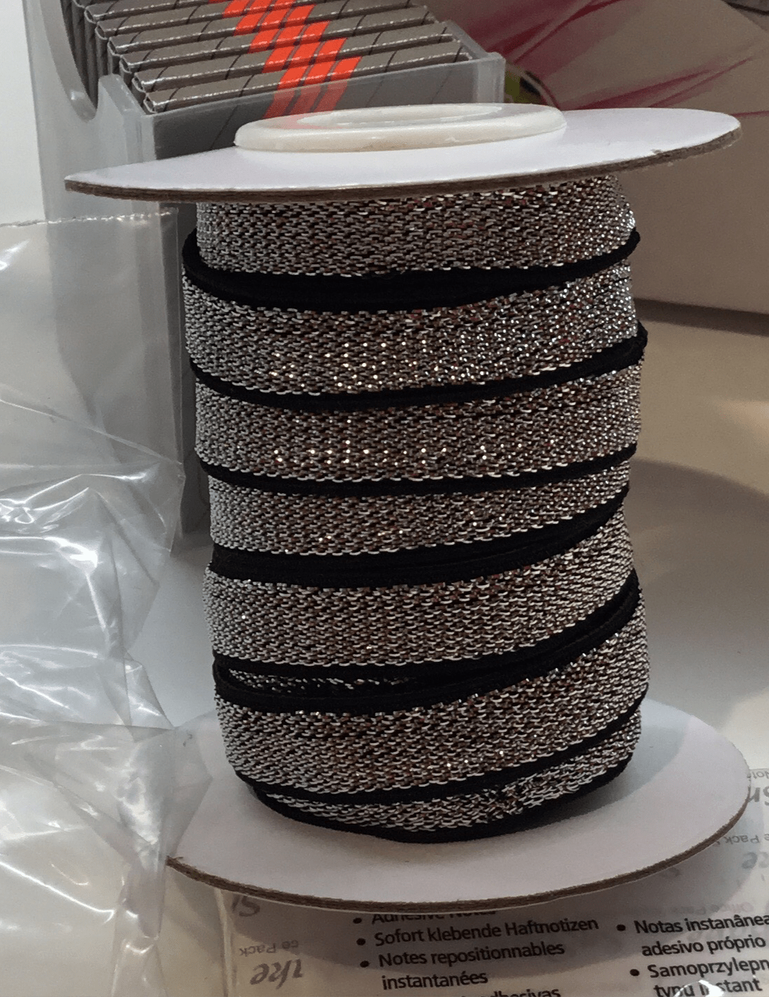 Elastic silver & blackfor strapping 10mm - Violet Elizabeth - Haberdashery