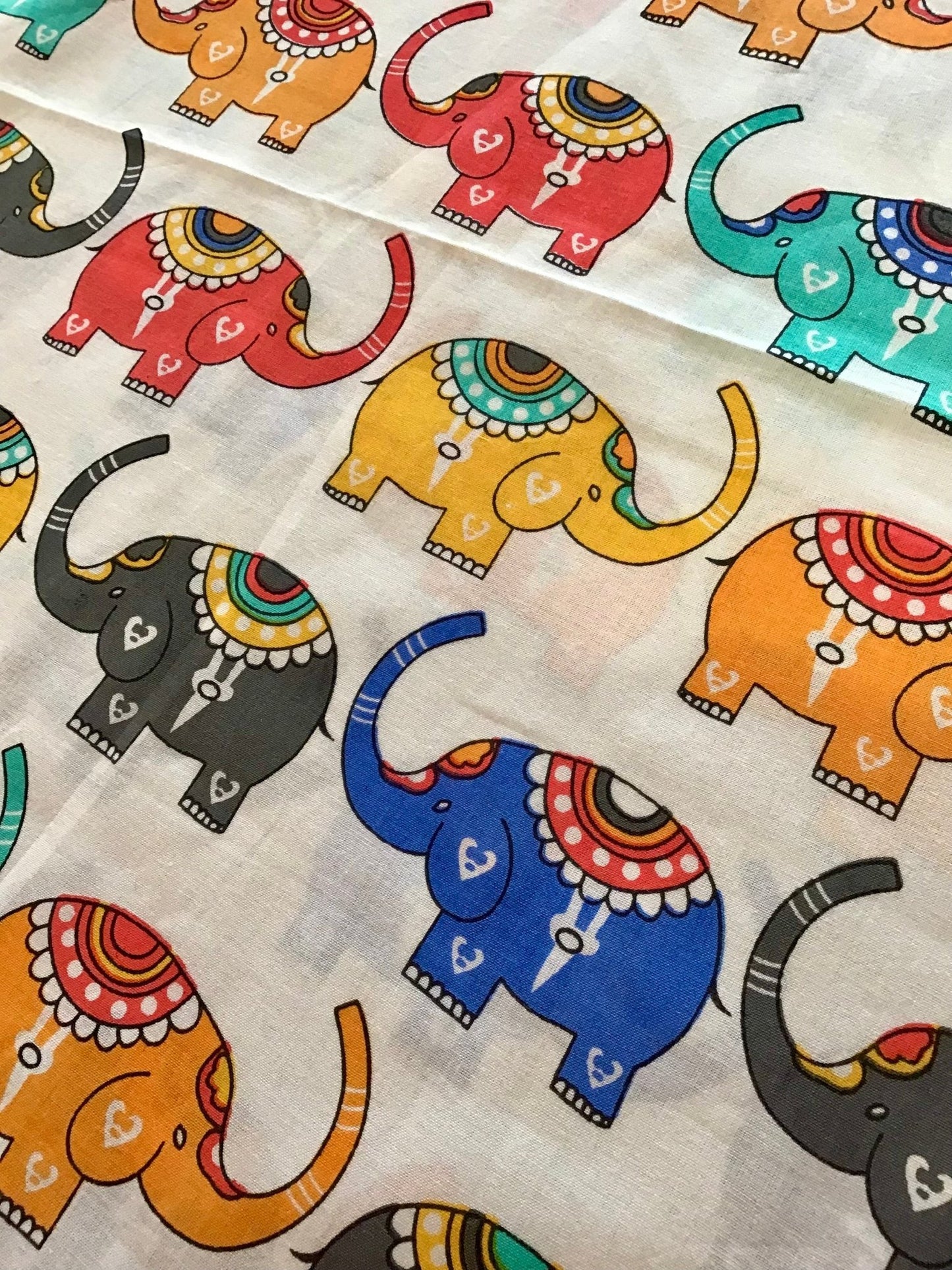Elephant Parade Screen Printed Fabric 100% Cotton - Violet Elizabeth - Haberdashery