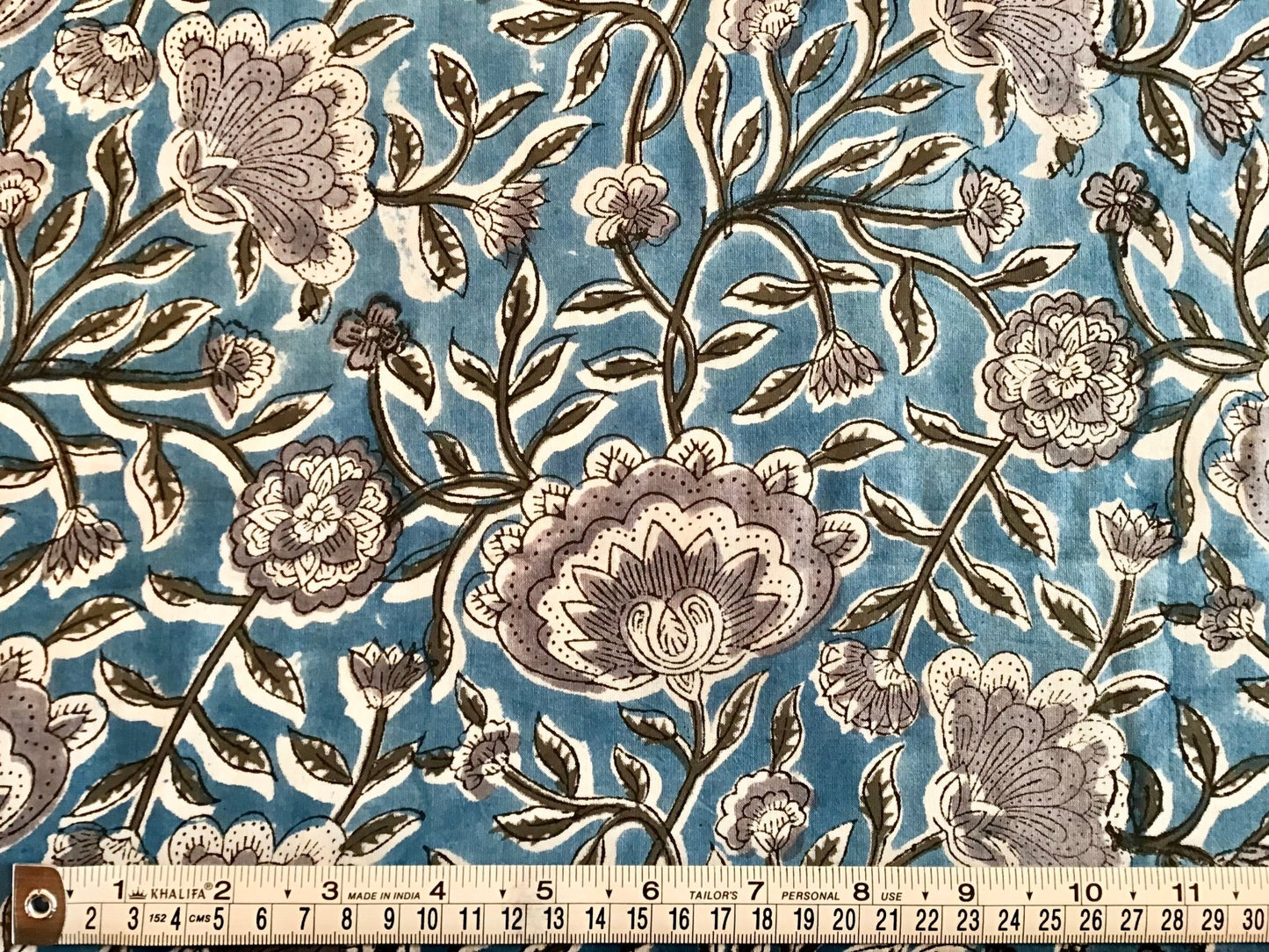 Exotic flower print Block Printed Fabric - Violet Elizabeth - Haberdashery
