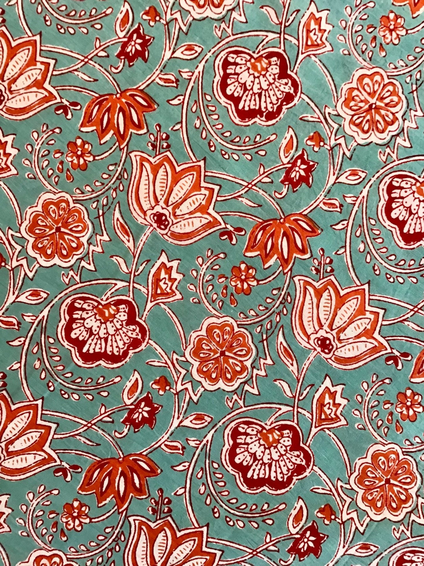 Futuristic red flower Block Printed Fabric - Violet Elizabeth - Haberdashery
