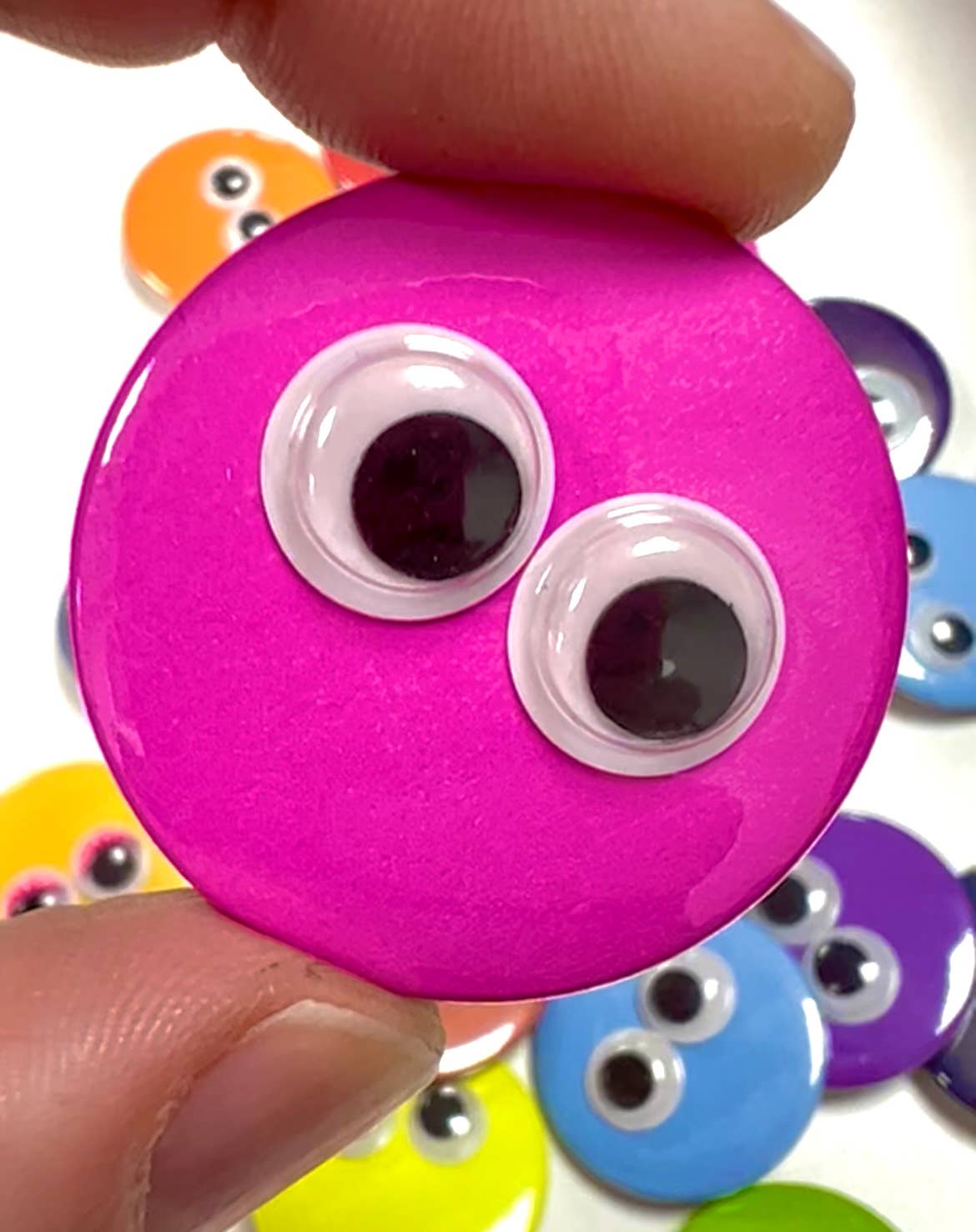 Googly Eye Button Pin Badge assortment - Violet Elizabeth -