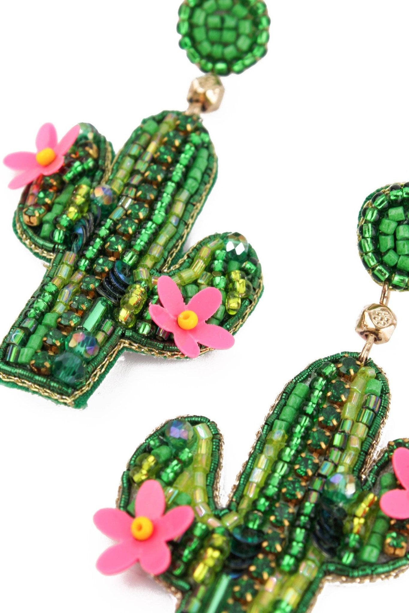GREEN AND PINK CACTUS EARRINGS - Violet Elizabeth -
