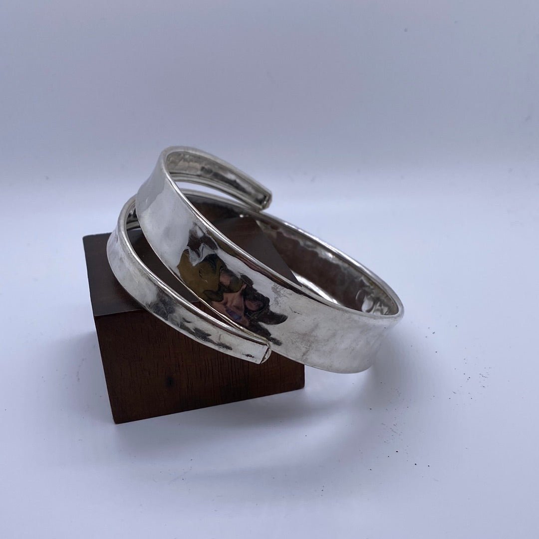 Hammered Slinky Cuff: Brass or Silver Plated - Violet Elizabeth - Jewellery