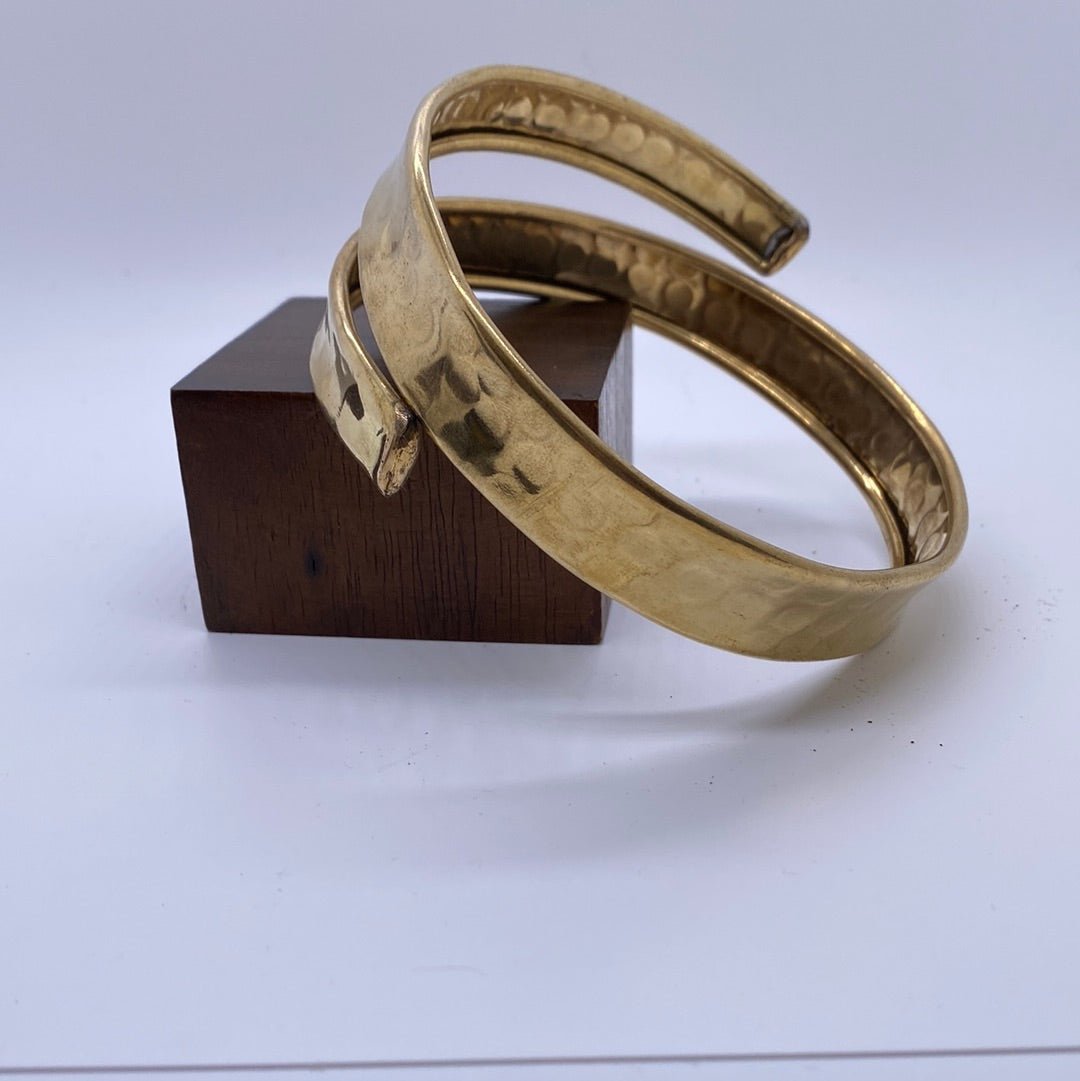 Hammered Slinky Cuff: Brass or Silver Plated - Violet Elizabeth - Jewellery
