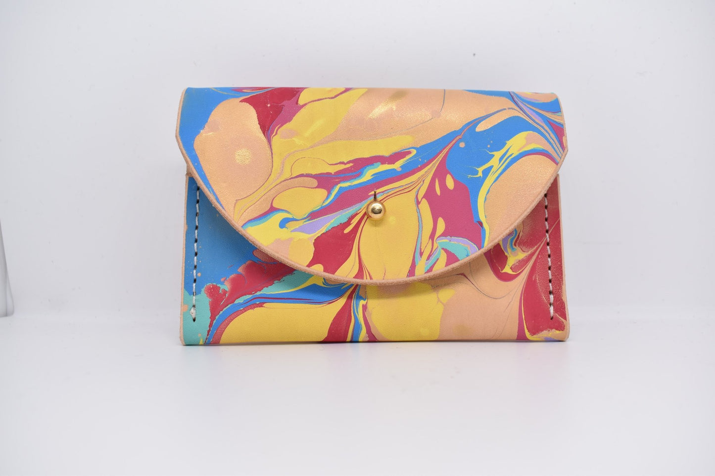 Handmade Leather Card Purse - Marbled - Violet Elizabeth - Handbags