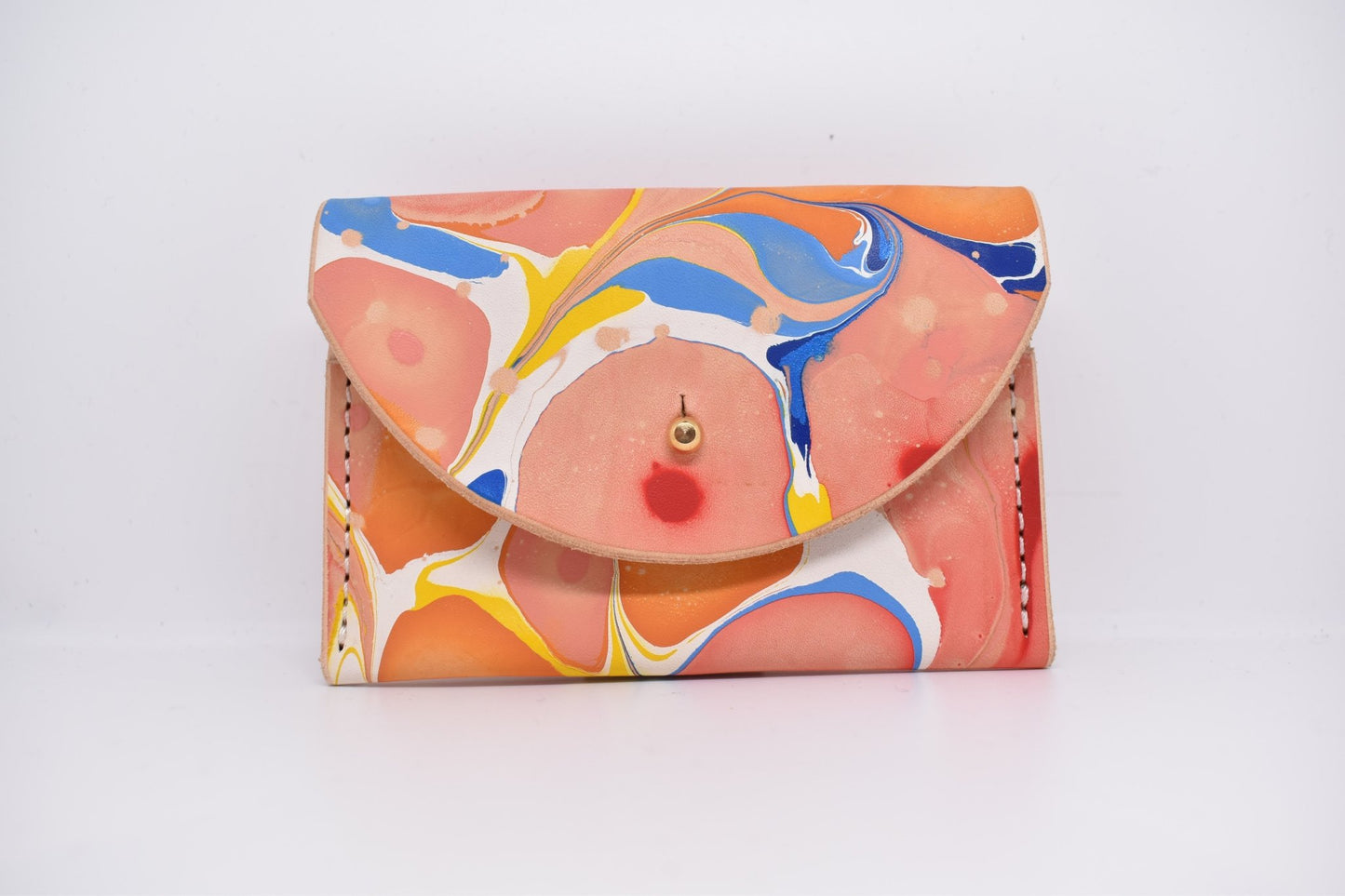 Handmade Leather Card Purse - Marbled - Violet Elizabeth - Handbags