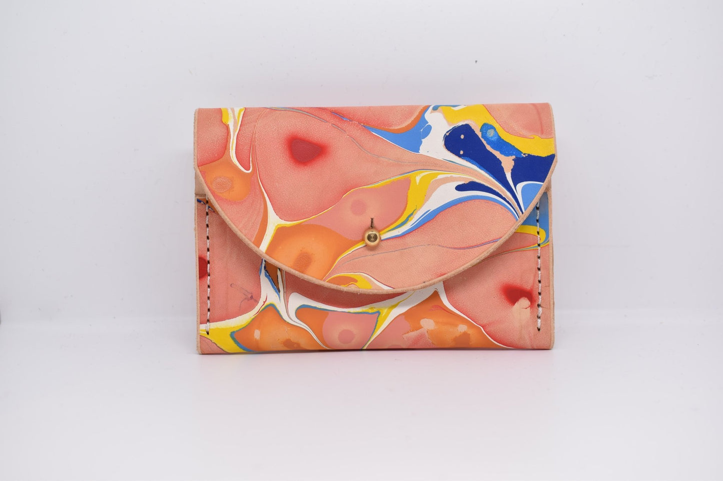 Handmade Leather Card Purse - Marbled - Violet Elizabeth - Handbags