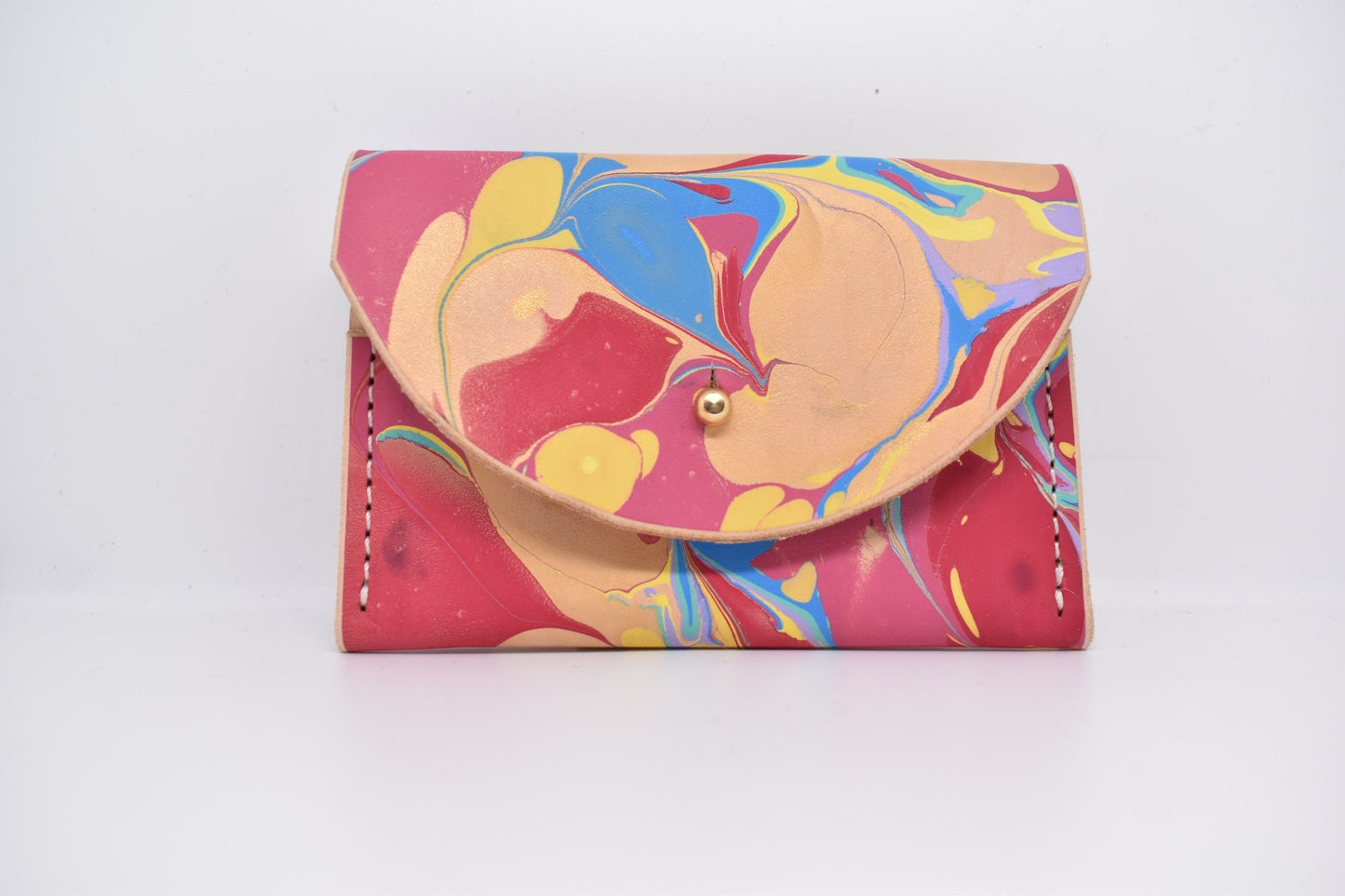 Handmade Leather Card Purse - Marbled - Violet Elizabeth - Handbags