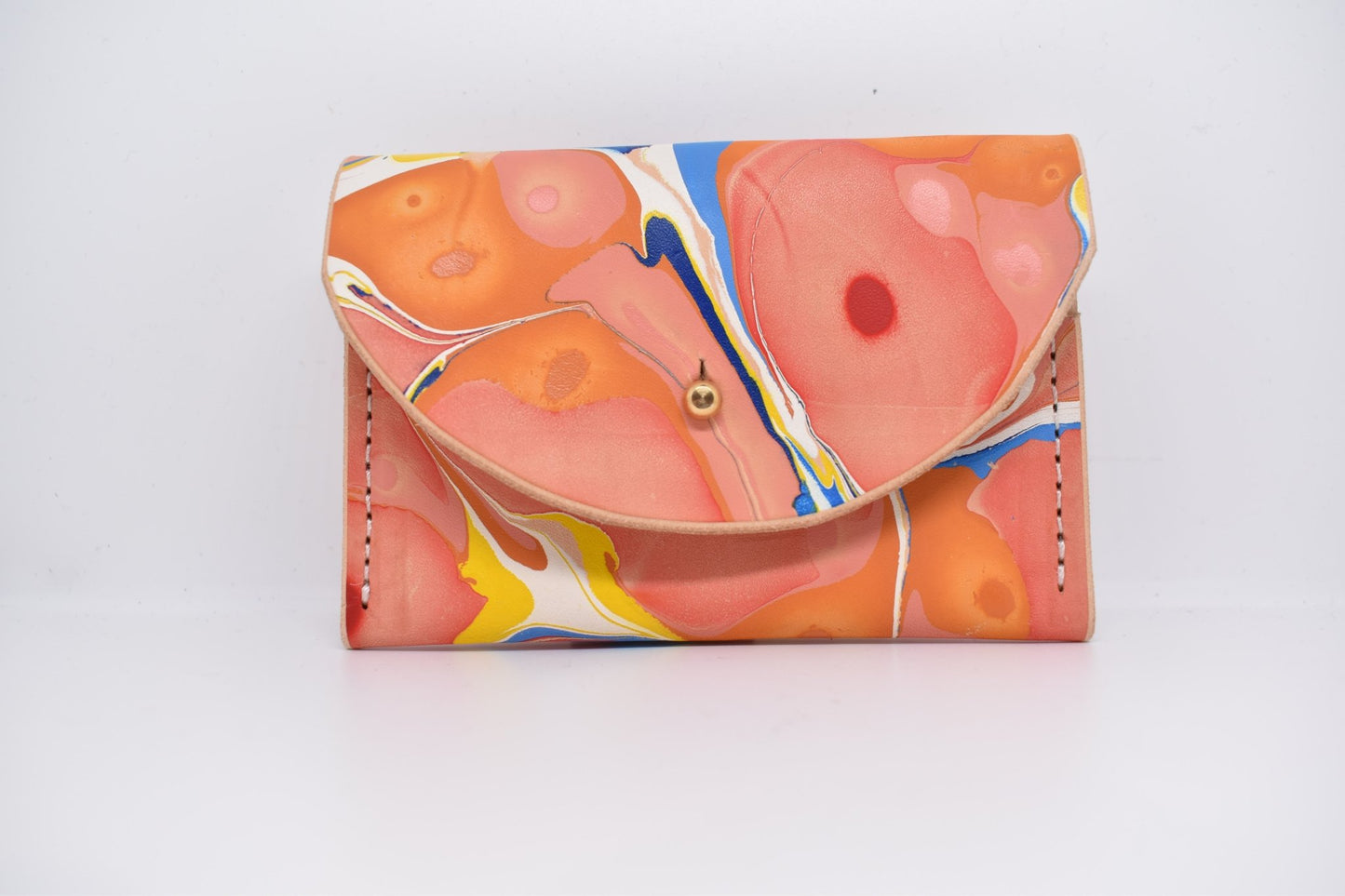 Handmade Leather Card Purse - Marbled - Violet Elizabeth - Handbags
