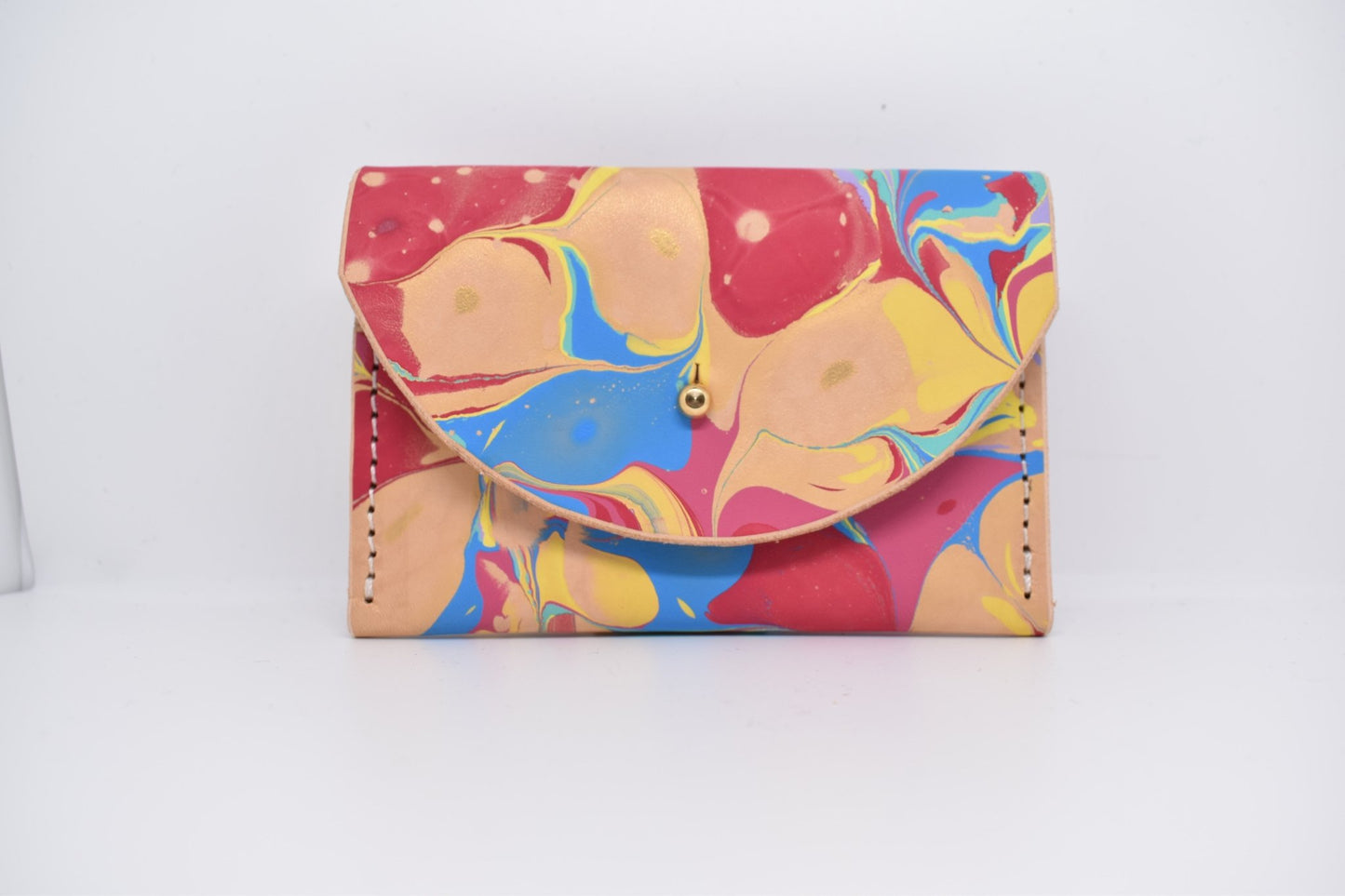 Handmade Leather Card Purse - Marbled - Violet Elizabeth - Handbags