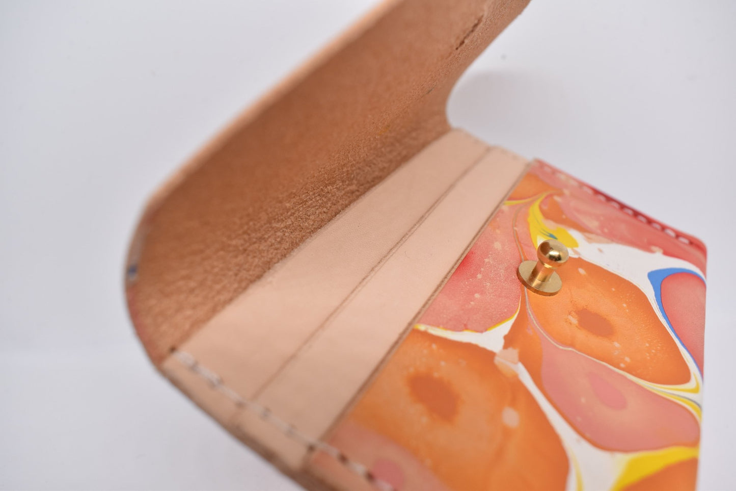 Handmade Leather Card Purse - Marbled - Violet Elizabeth - Handbags