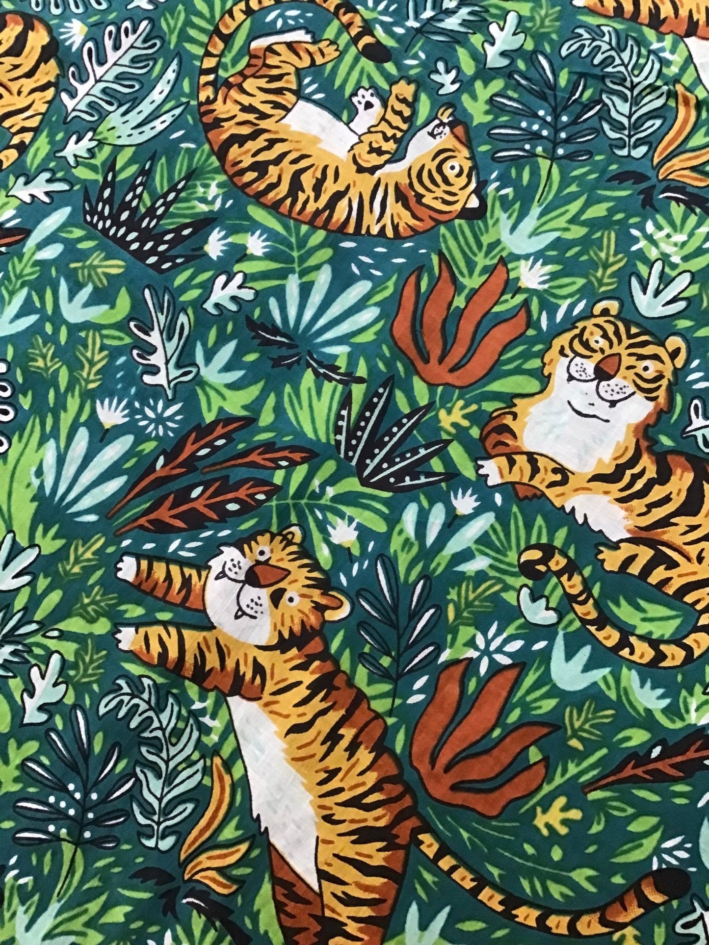 Happy Tiger Screen Printed Fabric 100% Cotton - Violet Elizabeth - Haberdashery