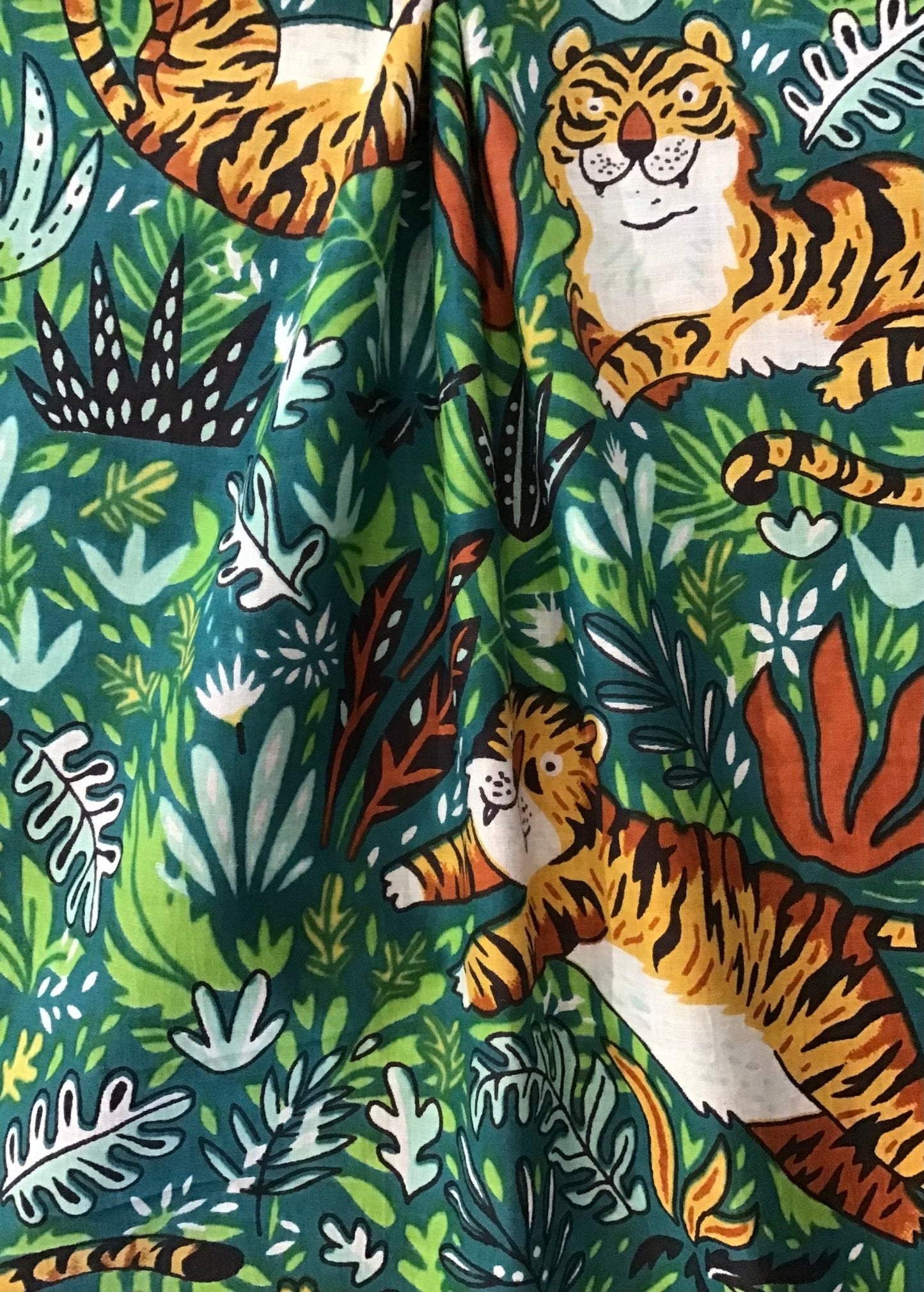 Happy Tiger Screen Printed Fabric 100% Cotton - Violet Elizabeth - Haberdashery